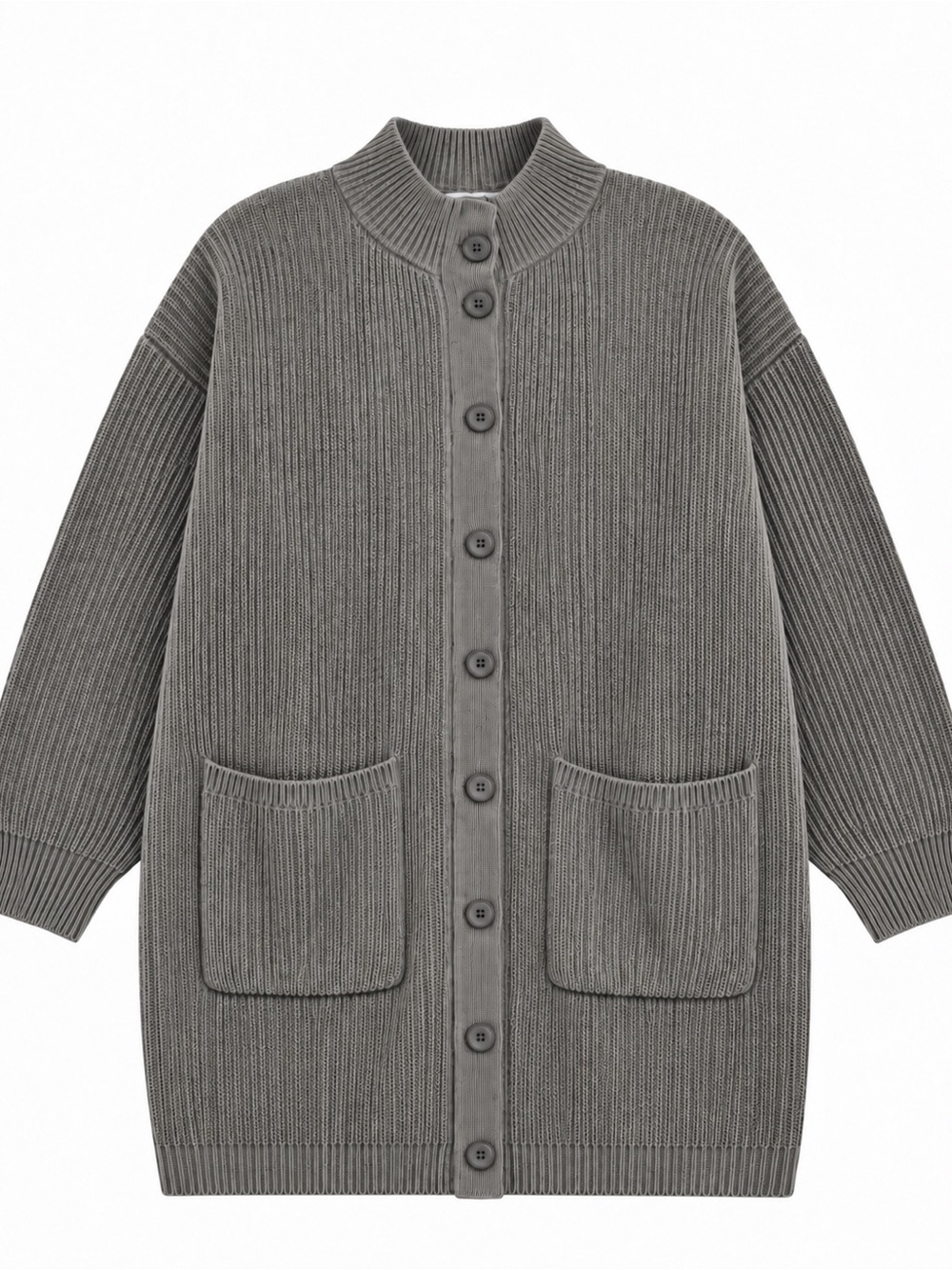 Smash + Tess Gray Ribbed Button Cardigan